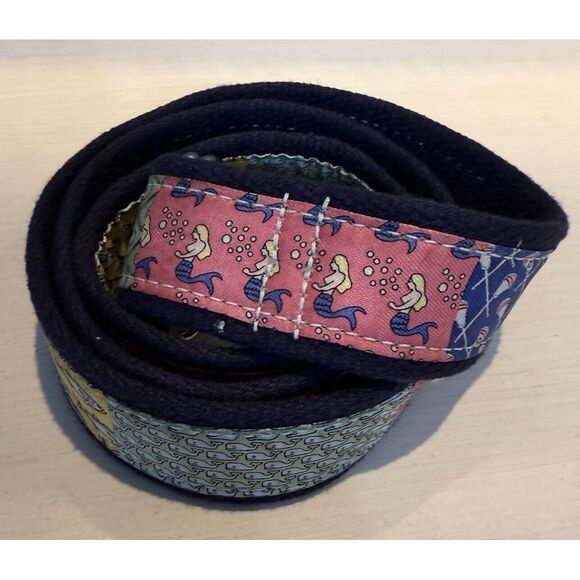 Vineyard Vines Shep & Ian Double D Ring Buckle Patchwork Belt Beach Ocean Theme‎ - Picture 1 of 6